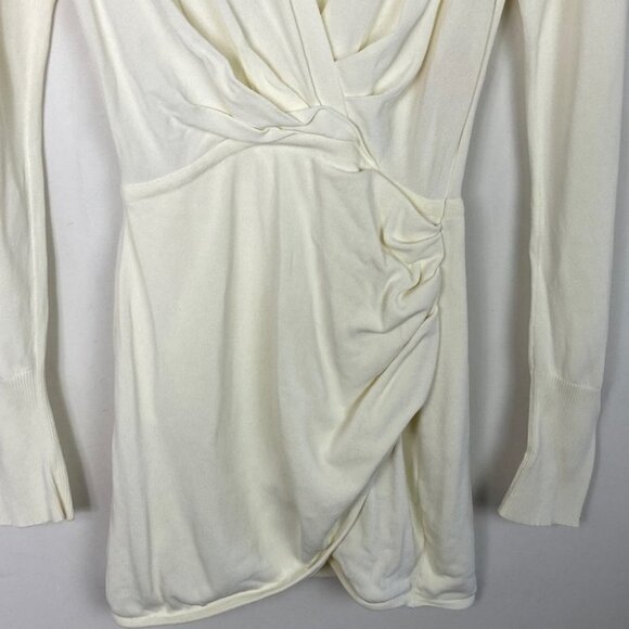 Gauge81 Off White Nojas Dress‎ Size XS Faux Wrap Elastic Waist Ribbed Knit Mini - Picture 10 of 16